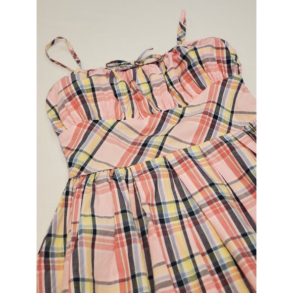 Chaps Ralph Lauren Bright Spring Pink Plaid Strappy Dress Girls Size 7 - Picture 3 of 6